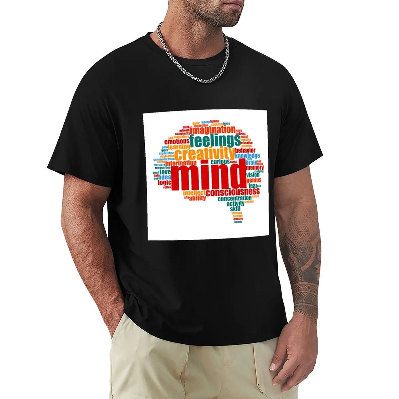 

Brain Shape Mind Word Cloud T-Shirt Man t-shirt basketball graphic tees funny shirt cotton men clothings
