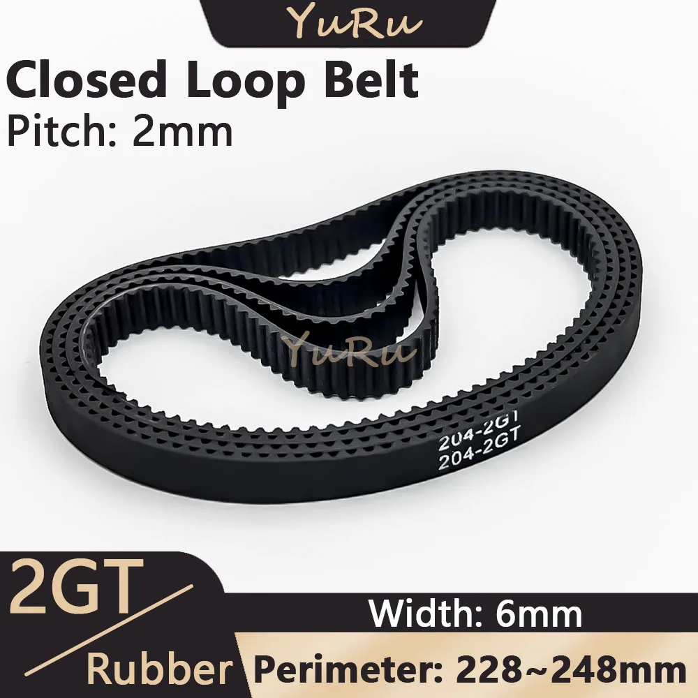 2GT 2MGT Closed Loop Belt Width 6mm Perimeter 228 230 232 234 236 238 240 242 244 246 248mm Rubber Timing Belt Synchronous Belt