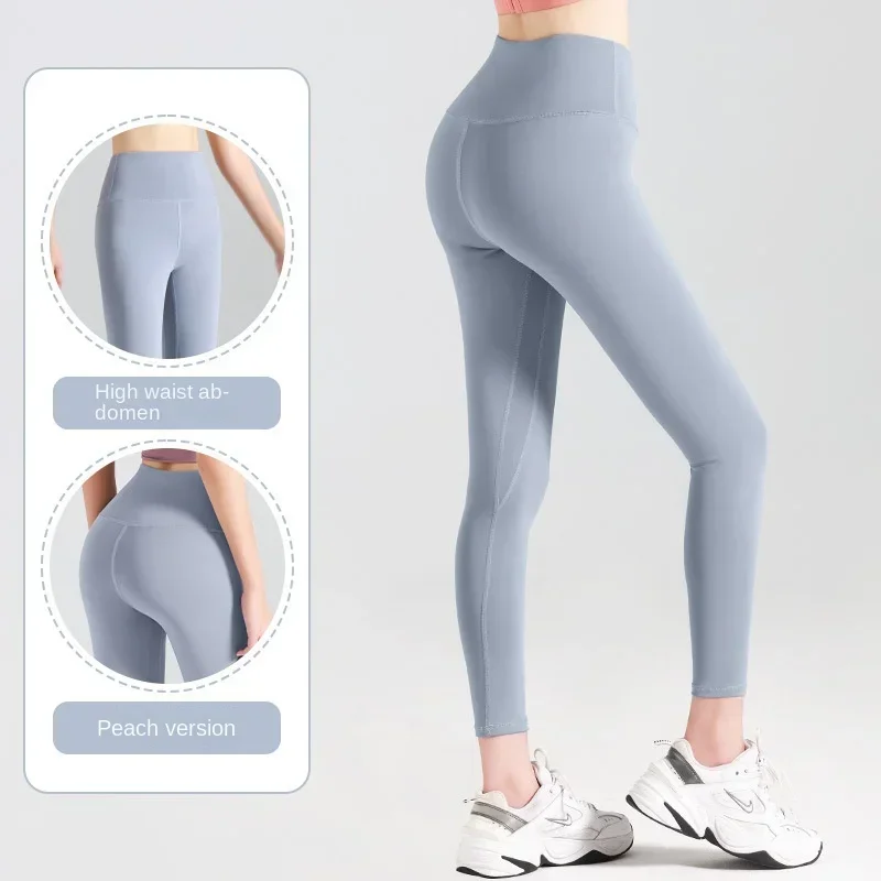 Calças de yoga com nervuras cintura alta gym_eggings esporte feminino fitness sem costura legging controle barriga runningtraining collants