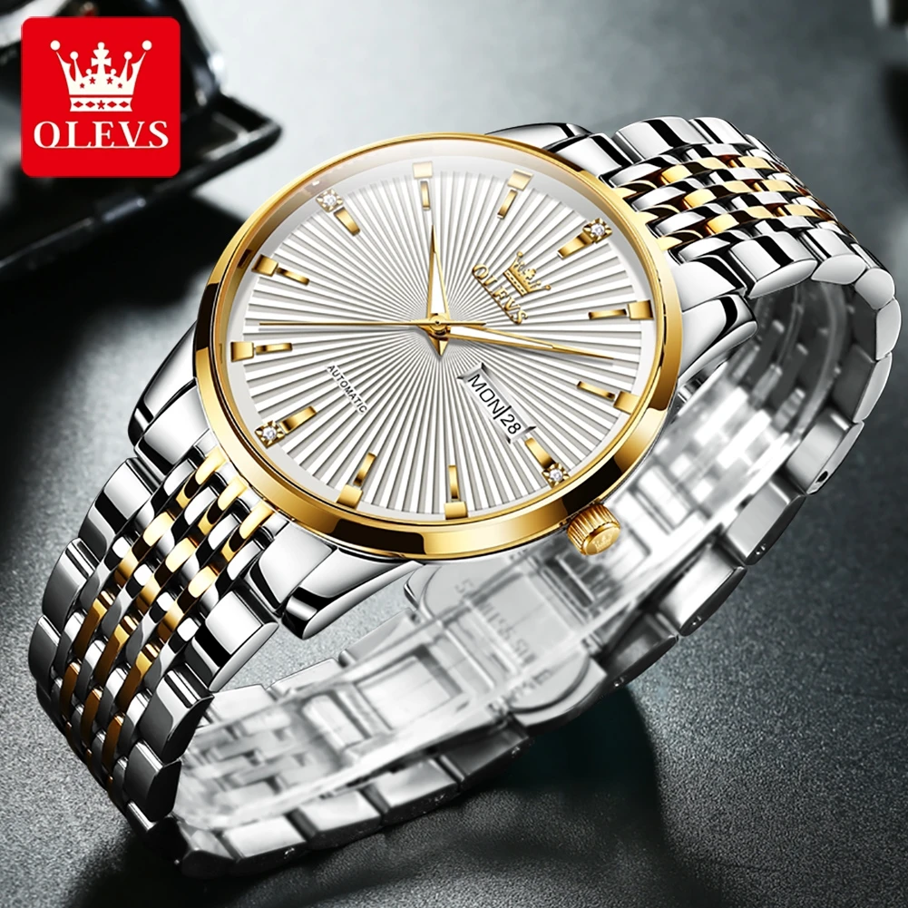 OLEVS Top Brand Luxury Men Automatic Mechanical Watch Dual Calendar Waterproof Wrist Watch Men Fashion Trend Original Male Watch