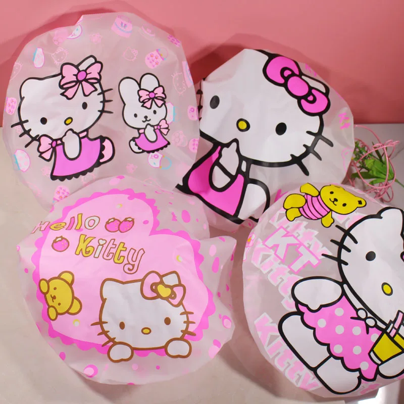 Hello Kitty shower cap, waterproof ladies’ bathroom accessory, hair protection cap, dust cap, kitchen grease-proof cap view 3