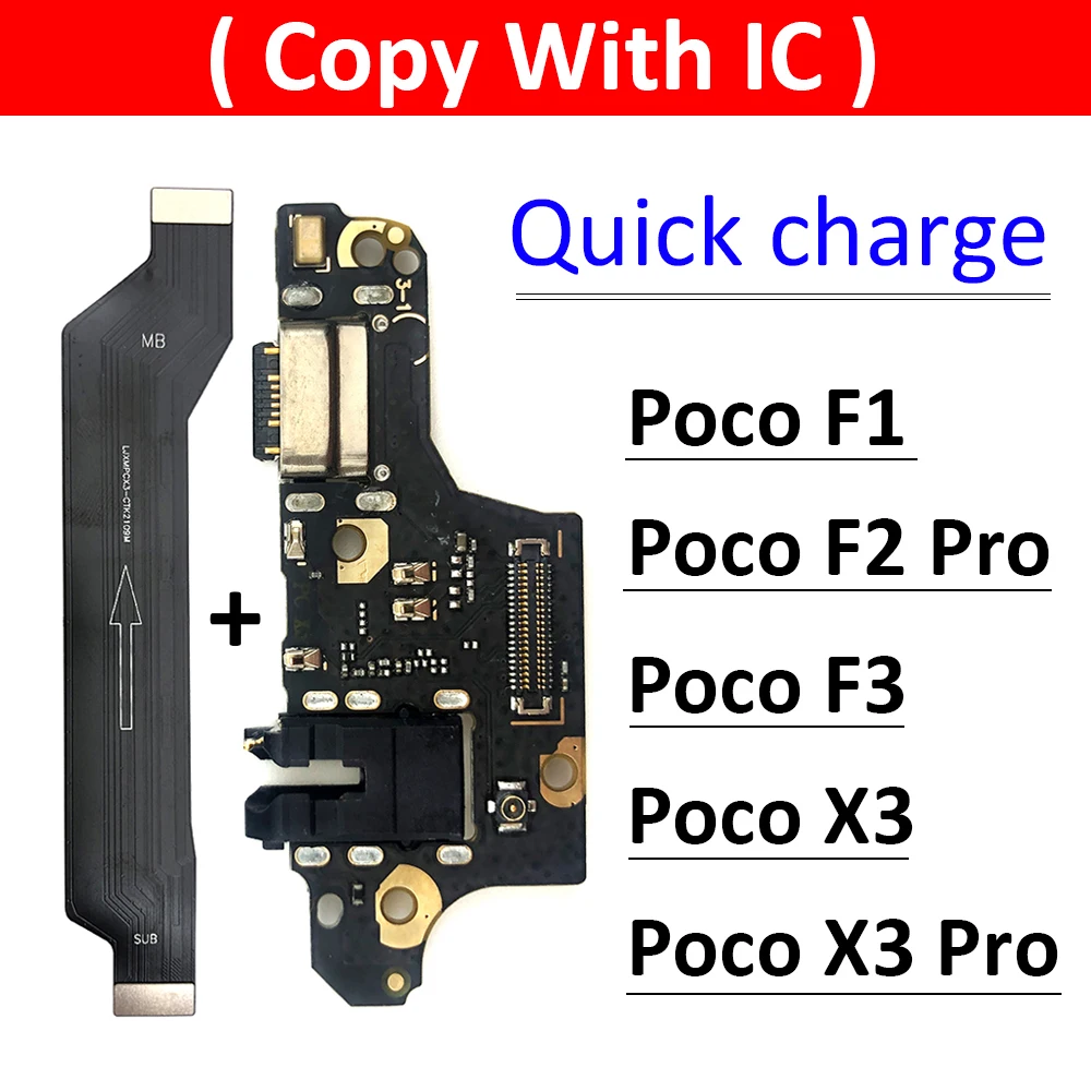 New USB Charging Port Dock Charger Connector Board For Xiaomi Poco F2 Pro F1 F3 X3 Pro Main Board Motherboard Flex Cable