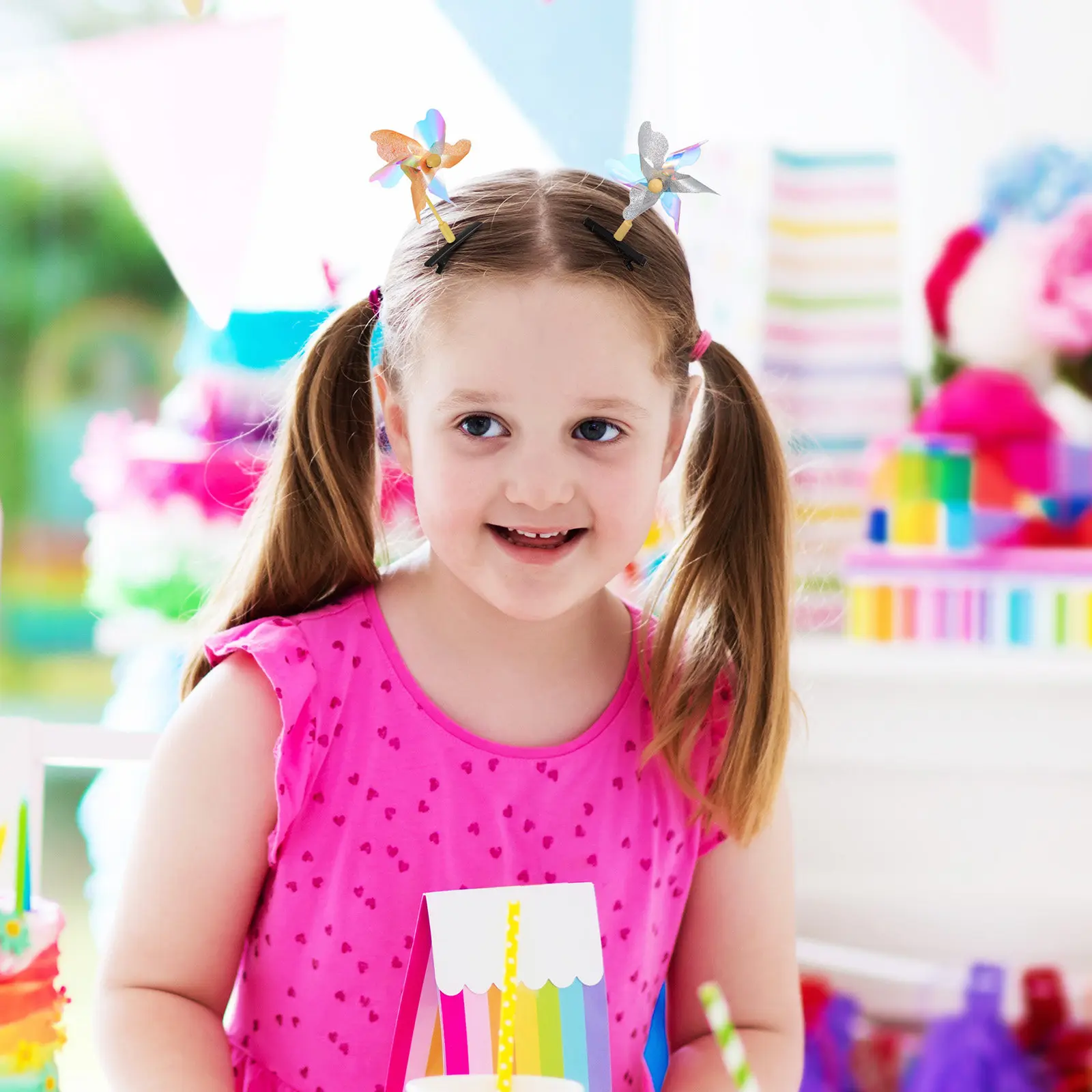 

20Pcs Windmill Hairpins Fun Sparkly Hair Snap Clips Comfortable Lightweight Hair Barrettes for Kids Parties