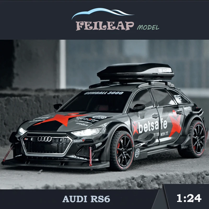 

Simulation 1/24 Audi RS6 Alloy Sport Car Model With Sound And Light Collective Miniature Voiture Boy Car Toy Birthday Gift