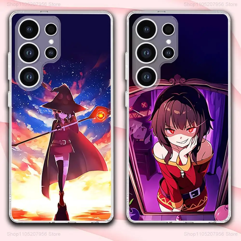 Leuke M-Megumin Anime Voor Samsung A30,71,51,S9,10,20,Ultra,FE,Lite,S25,24,22,23,21,PIus Transparante Zachte Telefoon Case