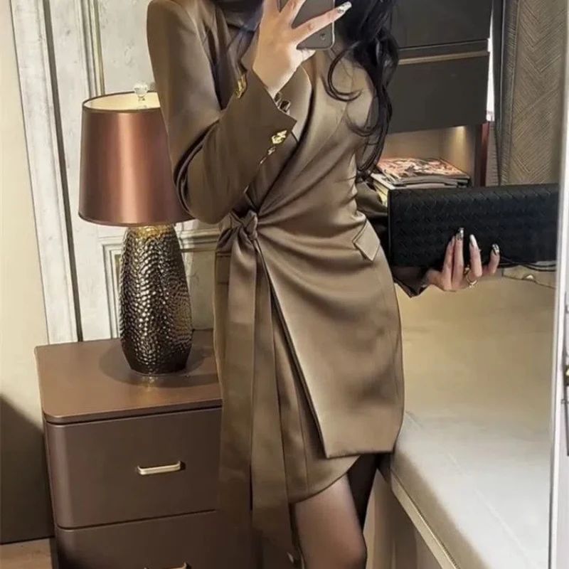 

Autumn New Fashion Suit Skirt Feminine Elegant Professional Waist Belt Slim Dress