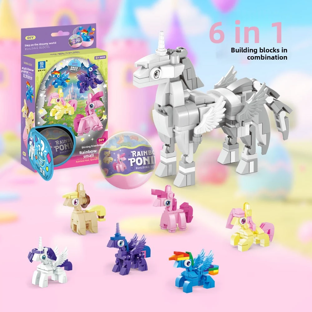 

Строительные блоки My Little Pony 6in1, слепая коробка, Equestria Girls, фигурка сумерения, блестящие строительные блоки, мультяшные игрушки для детей