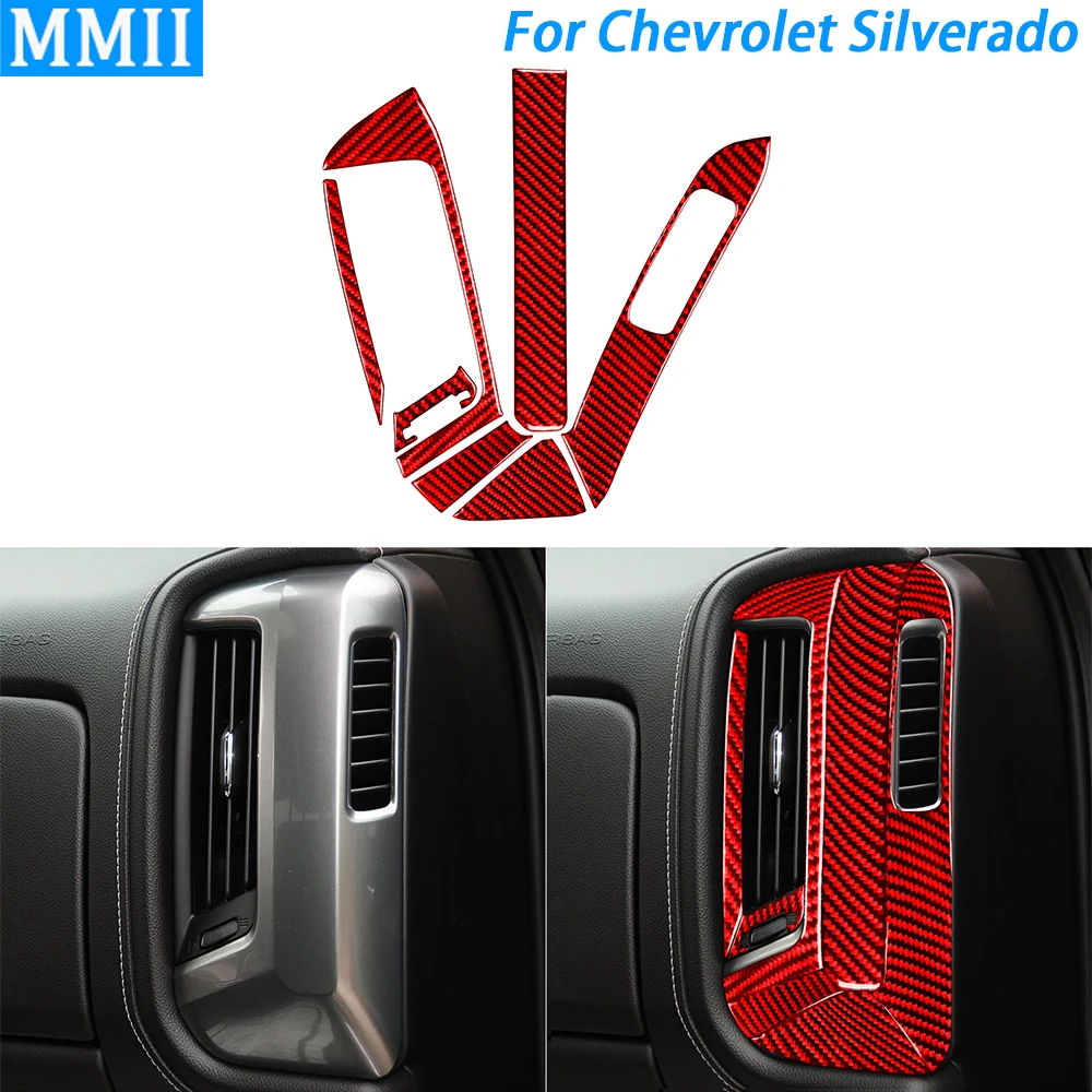 

For Chevrolet Silverado 1500 GMC Sierra 1500 14-18 Carbon Fiber Co-pilot Left Side Air Outlet Surround Suit Car Interior Sticker