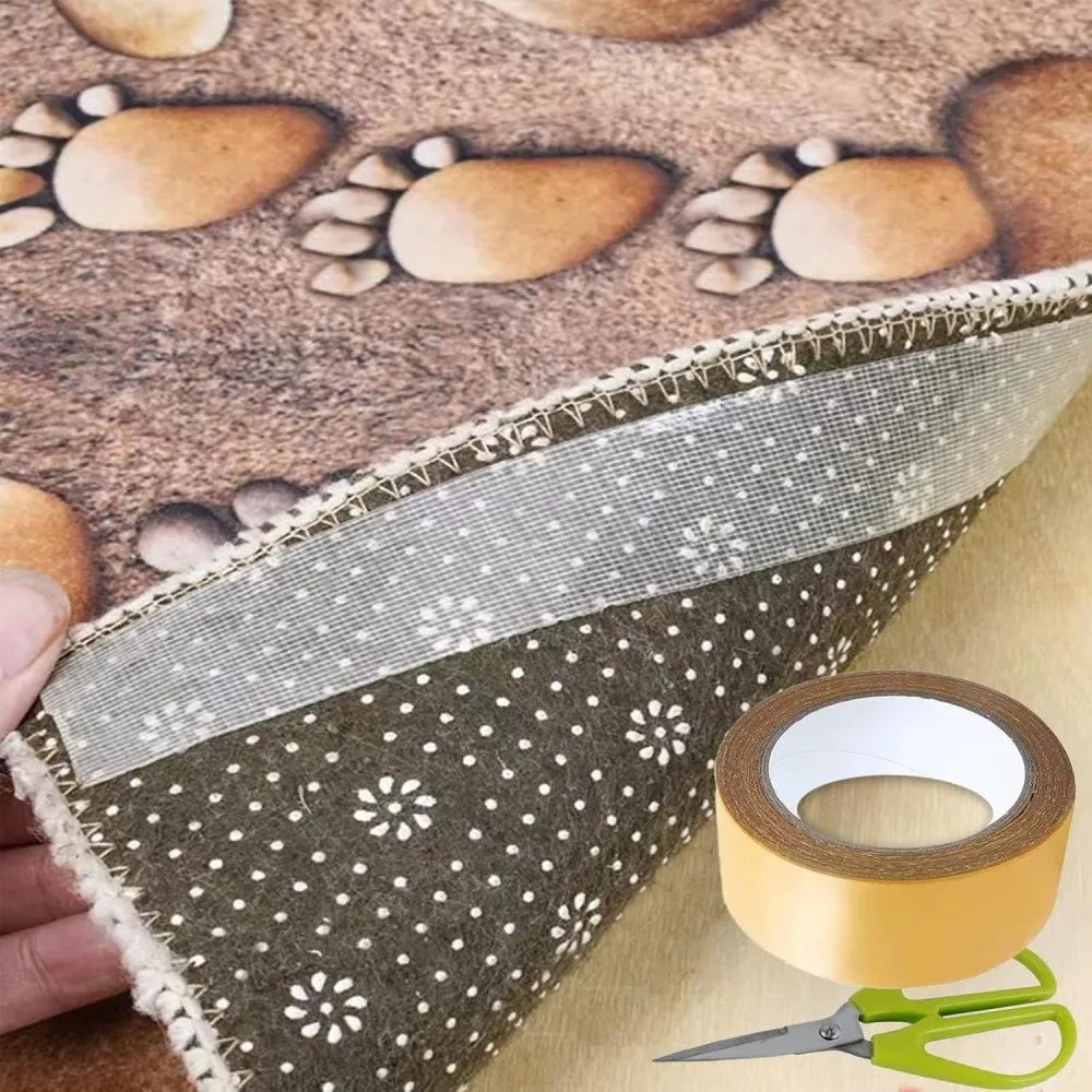 1 Roll Grid Fiberglass Double Sided Tape, 0.78 Inch X 32.8 Ft Heavy Duty Mesh Reinforced Two-Sided Adhesive Tape, No Residue Waterproof Mounting Tape for Carpet Craft Home Decor Poster DIY