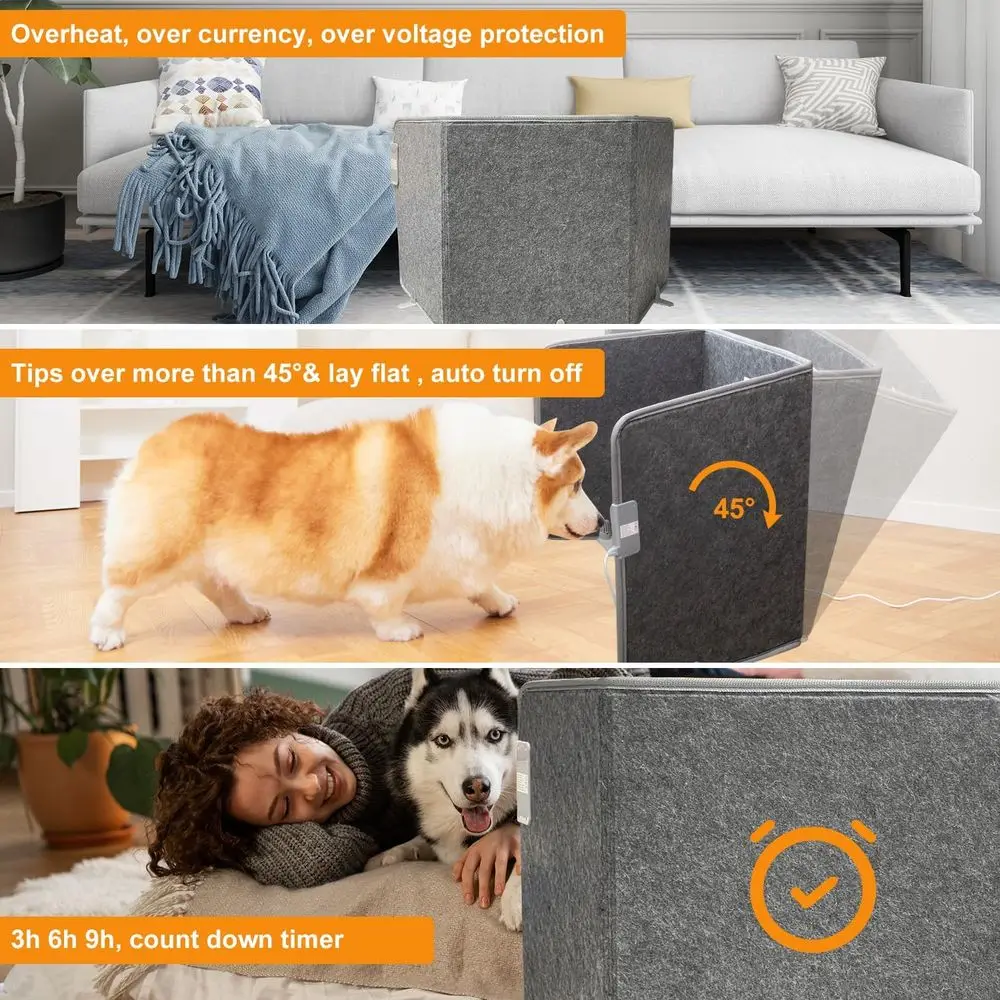 Compact Desk Heater with Leg Warmer, 235W Personal Space Warmer, Overheat Protection, Timer, Quiet Operation, Easy to Set Up for