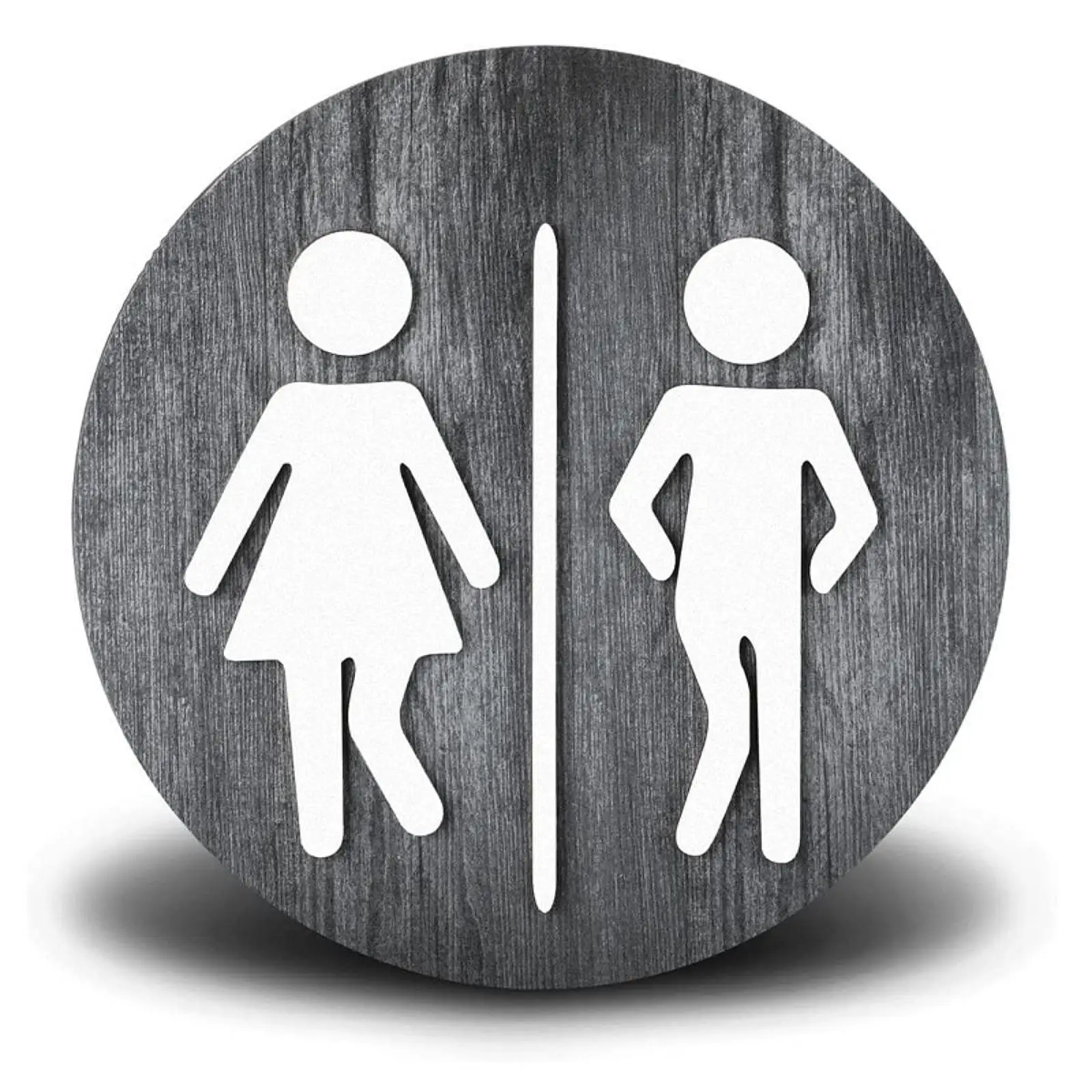 Restroom Identification Sign Round Wooden Men Women Symbol Board Room Decor for Business Coffee Shop