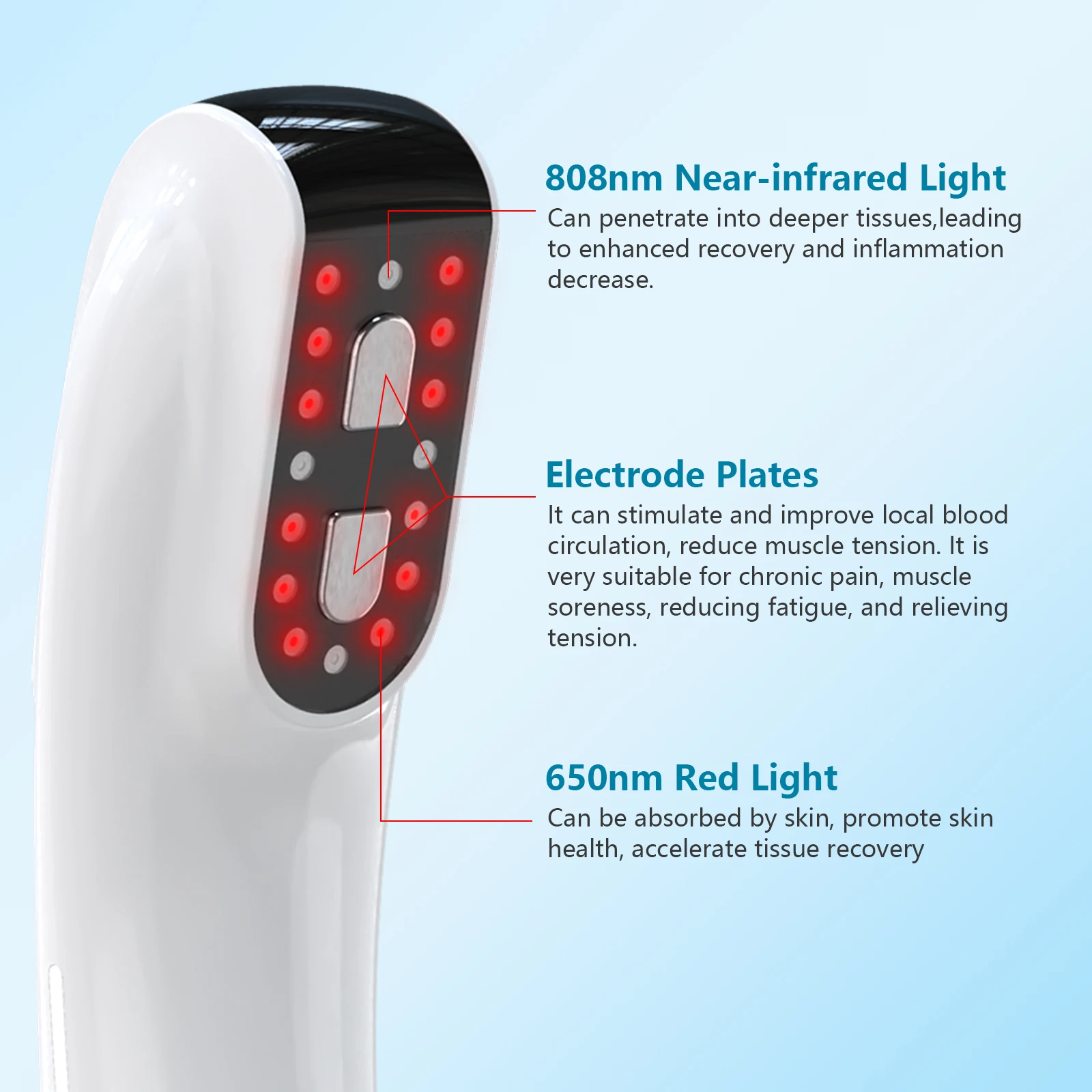 Dispositivo de terapia láser fría Tens 4x808nm para alivio del dolor corporal, estimulador muscular LLLT Tens de 2600 mAh para recuperación del