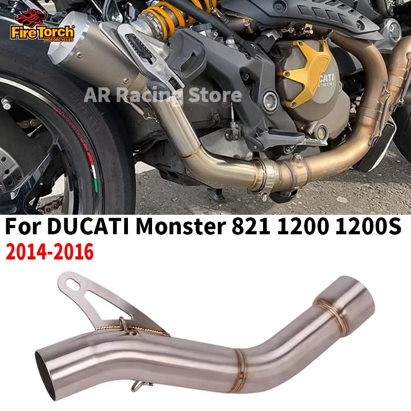 

Надевается для DUCATI Monster 821 Monster 1200 1200S 2014 2015 2016, выхлопная труба мотоцикла Escape moto, модифицированная средняя труба