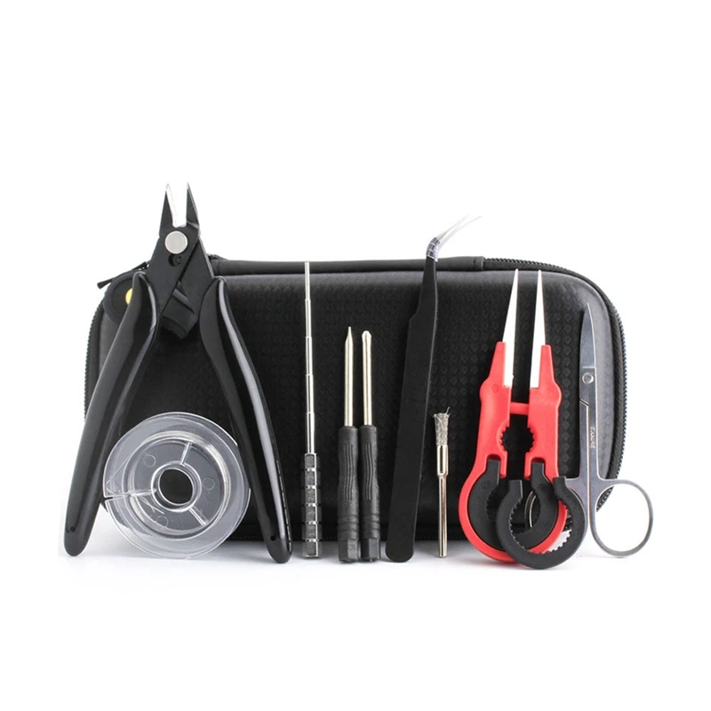 Mini Vape Tool Kit Tweezers Pliers Wire Coil Jig Cotton DIY For Electronic Accessories Vape Bag Coiling Kit