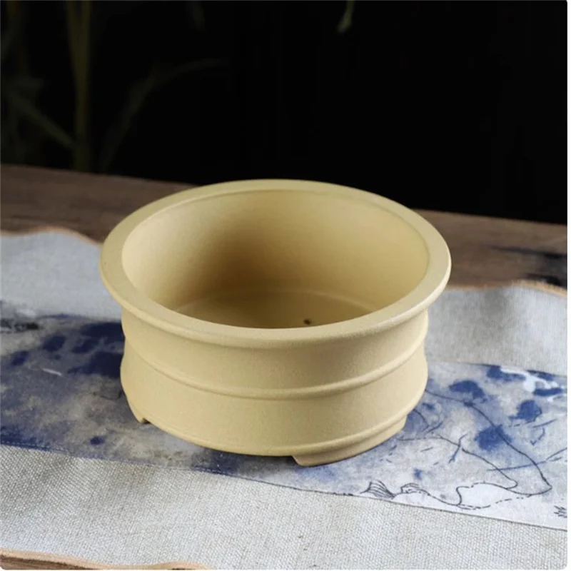 Ceramic Bonsai Pot, 4 Color,Purple Sand Ceramic,Round Flower Pot, Home Decoration