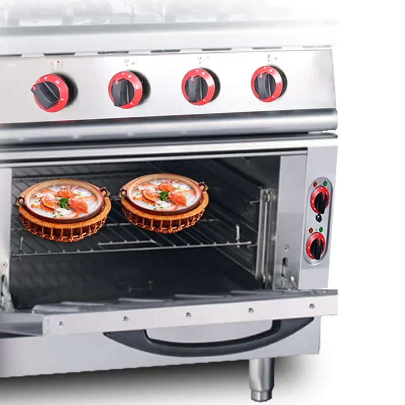 Pentola per argilla a gas a sei teste con forno elettrico Attrezzatura da cucina occidentale Uso commerciale con forno elettrico