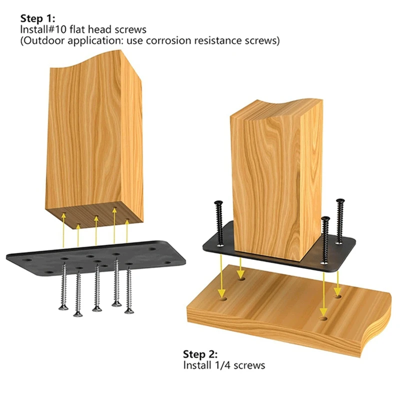 Placa Base de Coluna de Pátio Pesado, Base de Coluna de Cerca, Black Metal Anchor Plate, Conector da Base do Pátio, 2 pcs
