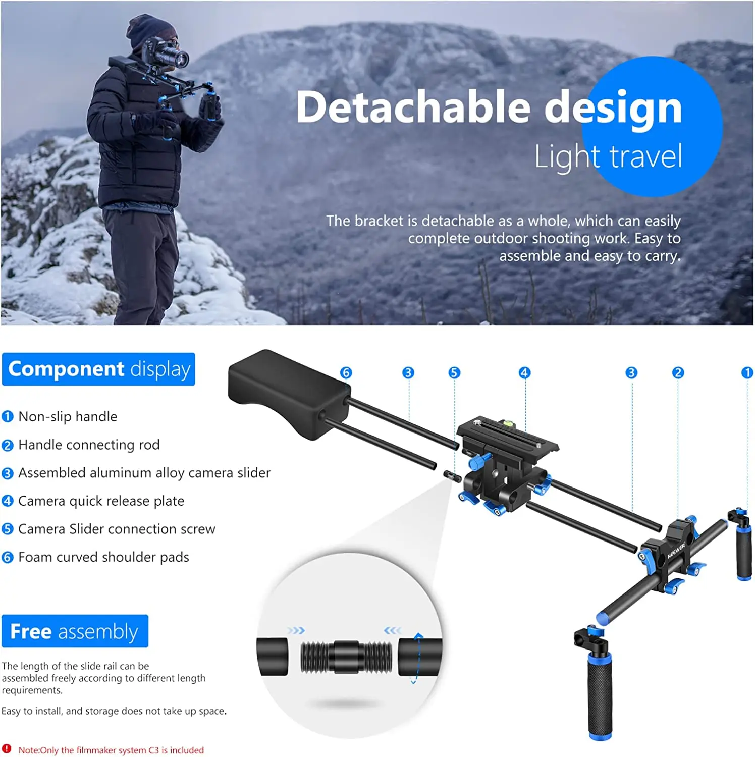 Neewer Camera Shoulder Rig, Video Film Making System Kit for Canon/Nikon/Sony/Pentax/Fujifilm/Panasonic