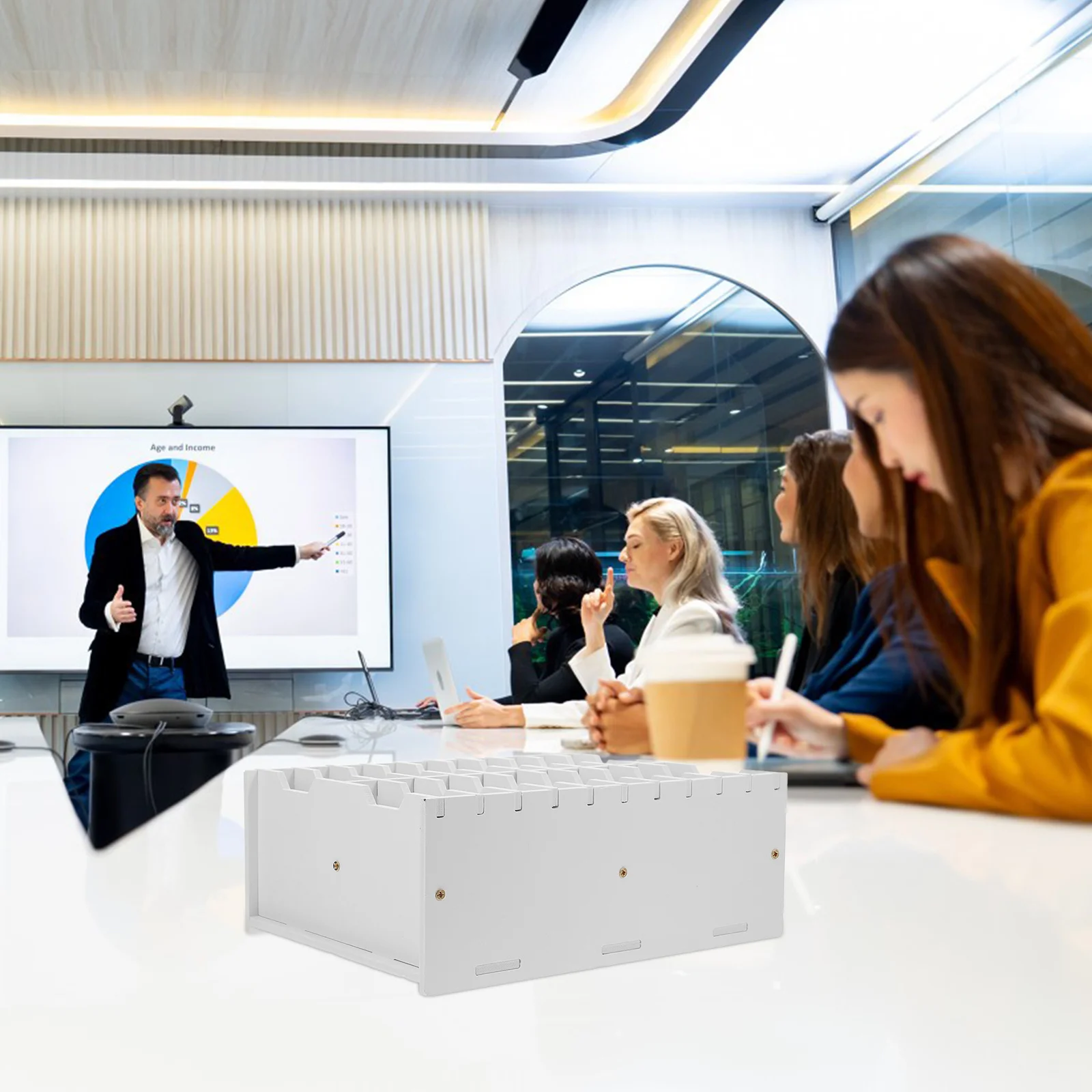 

Desktop Phone Storage Box PVC Material Multiple Compartments Cell Phone Holder Classroom Cellphone Organizer Teacher Storage