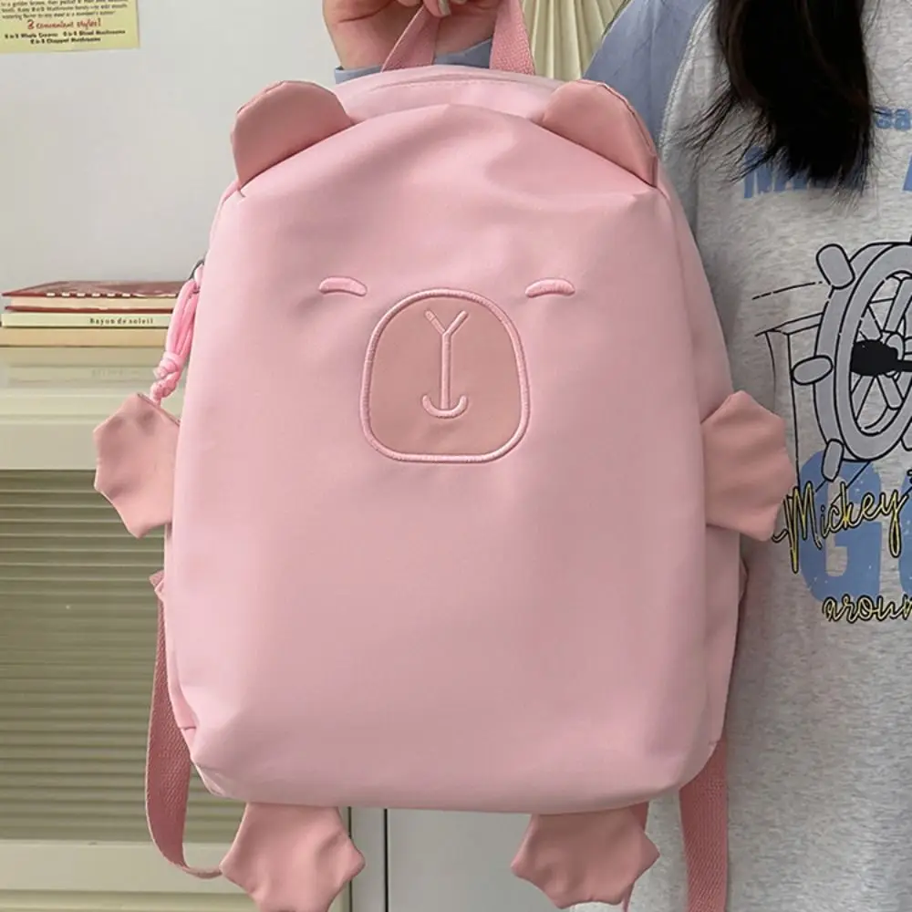 

Large Capacity Capybara Nylon Backpack Kawaii Handbag Capybara School Bag Shoulder Bag Korean Style Cartoon Students Book Bag