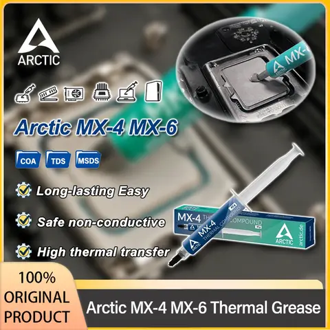 Grasa térmica AC Arctic MX-4 MX-6 2g 4g 8g 20g 45g para refrigeración de CPU de ordenador disipación de calor duradera de alto rendimiento