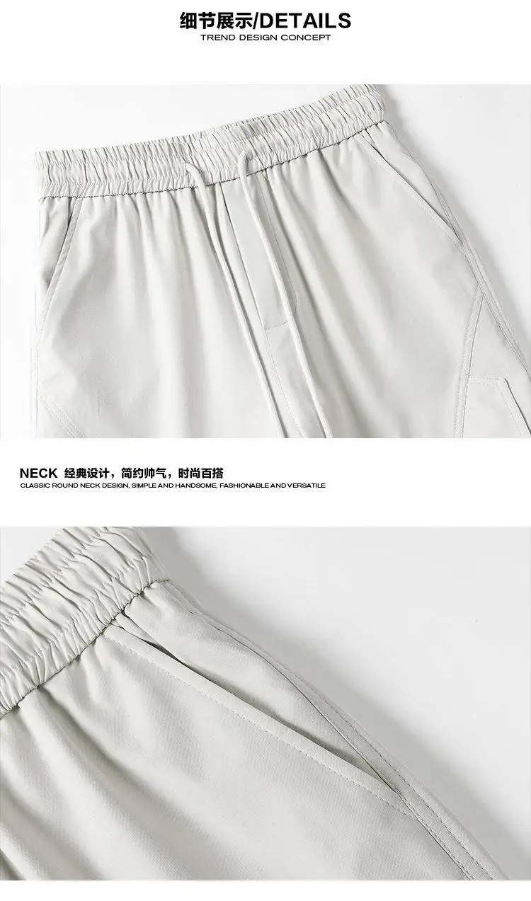 Leichte, plissierte Cargohose für Herren, locker geschnitten, mit weitem Bein, seitlichen Funktionstaschen, ideal für verschiedene Anlässe im Straßen- und Alltagslook. – Detail 7