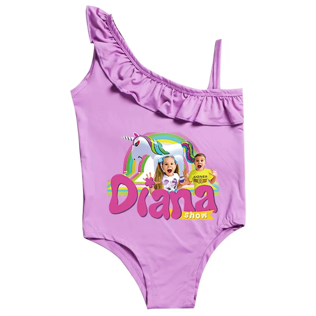 Diana and Roma Show Clothes Baby Girls Swimsuit Kids One Piece Swimwear Children Lovely 2024 Summer Beach Wear Bathing Suits