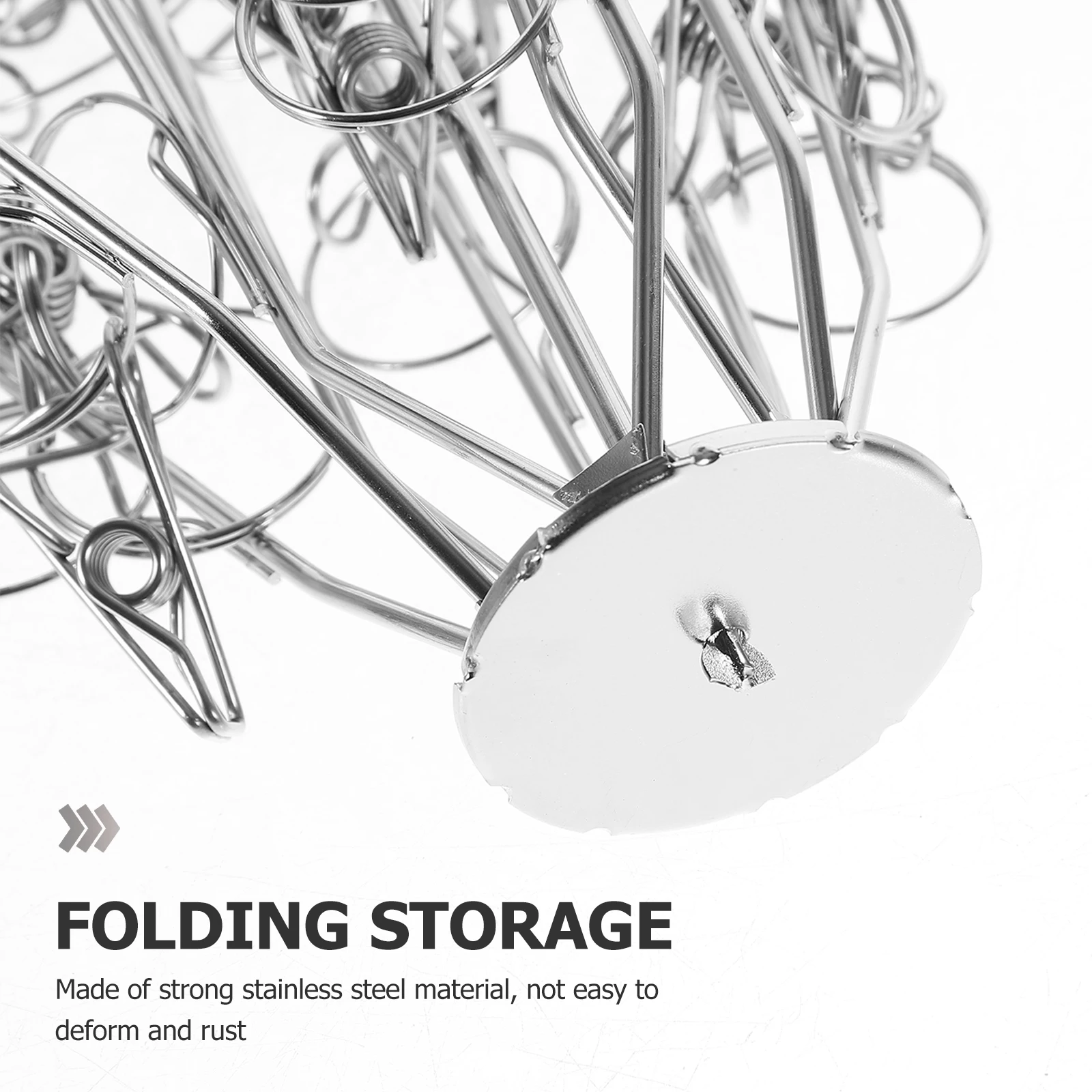 

Multi-Clips Laundry Drying Rack Stainless Steel Foldable Socks Hanger For Underwear Hats Towels Space Saver Organizer