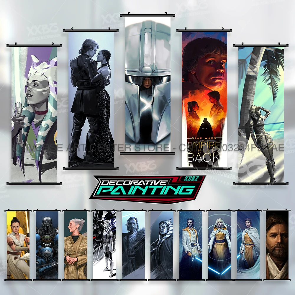 Póster de película Star Wars, figuras de Anakin Skywalker, decoración del hogar, pintura colgante, Obi-Wan Kenobi, rollos, imagen, Mural artístico de pared
