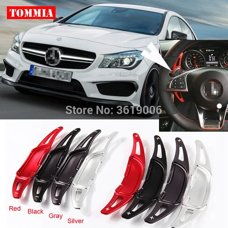 

tommia For Mercedes-Benz CLA45 AMG 2015-2018 2pcs Steering Wheel Aluminum Shift Paddle Shifter Extension Car-styling