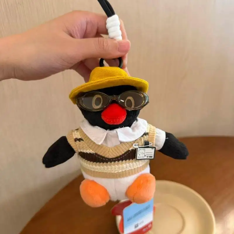 Youmai 12Cm Straw Hat Pingu Cross-Dressing Honey Bear Painter Keychain Backpack Belt Dual Purpose Plush Pendant Classmate Gift