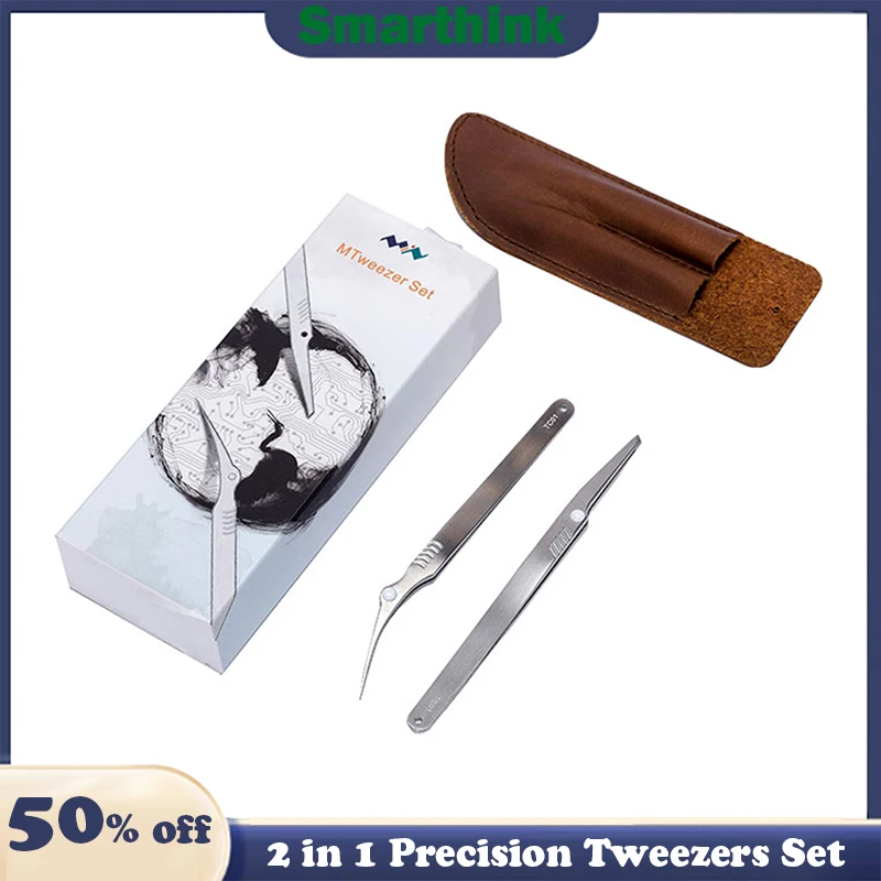 Miniware MTweezer pinzette Set 304 in acciaio inox ad alta precisione circuito componente smistamento riparazione saldatura strumento di saldatura