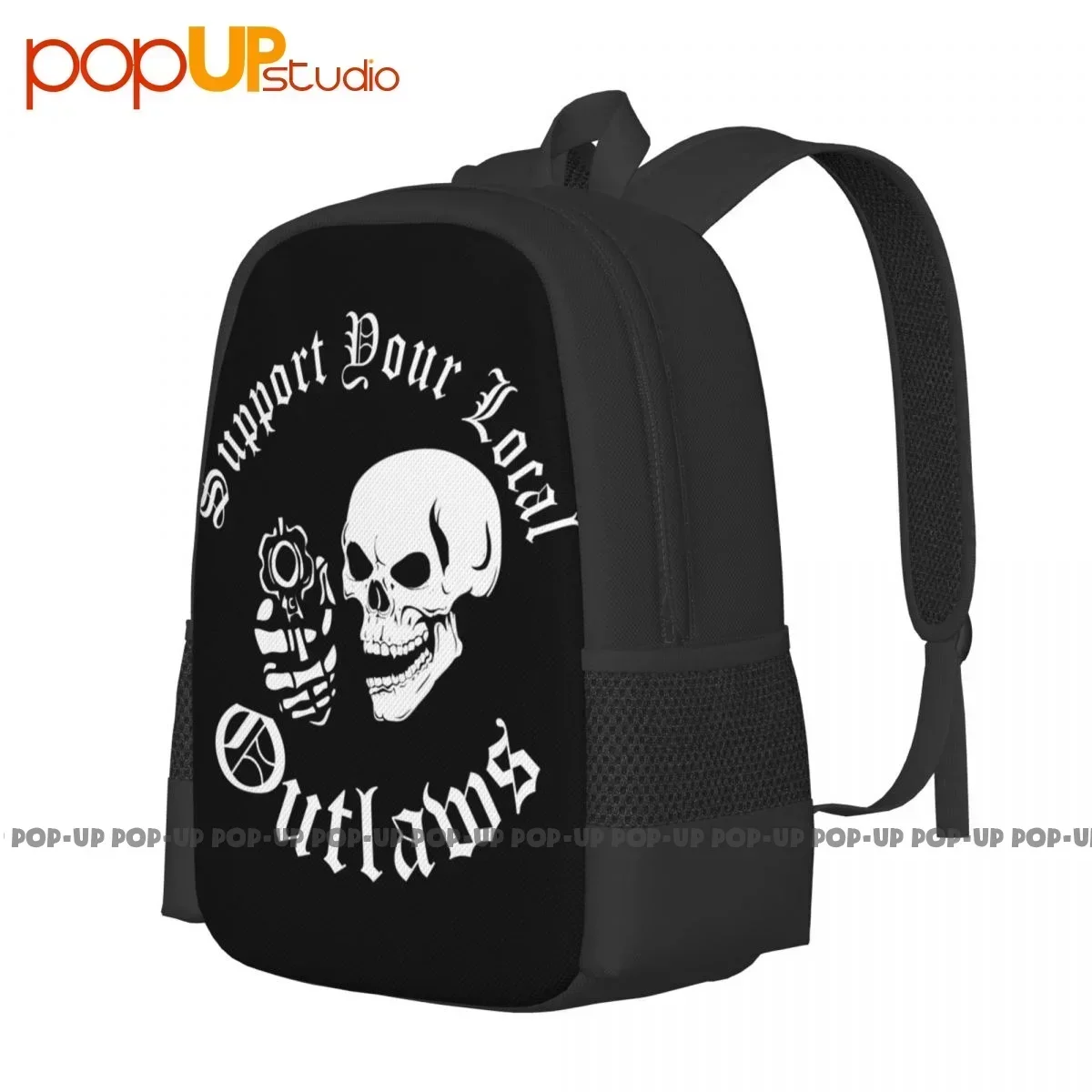 S Support Your Local Outlaws Biker Motorcycle Mc Skull Backpack Large Capacity Swimming Storage Bag