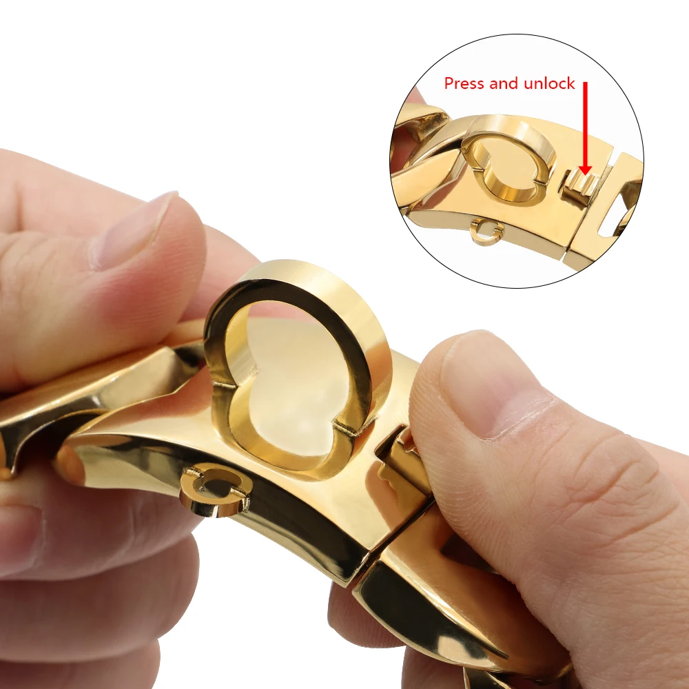Gold Cuban Chain Pet Collar, Customized Leash, Stainless Steel, Strong Strap, Bully, Large Dog, Pitpull, Bulldog, 32mm