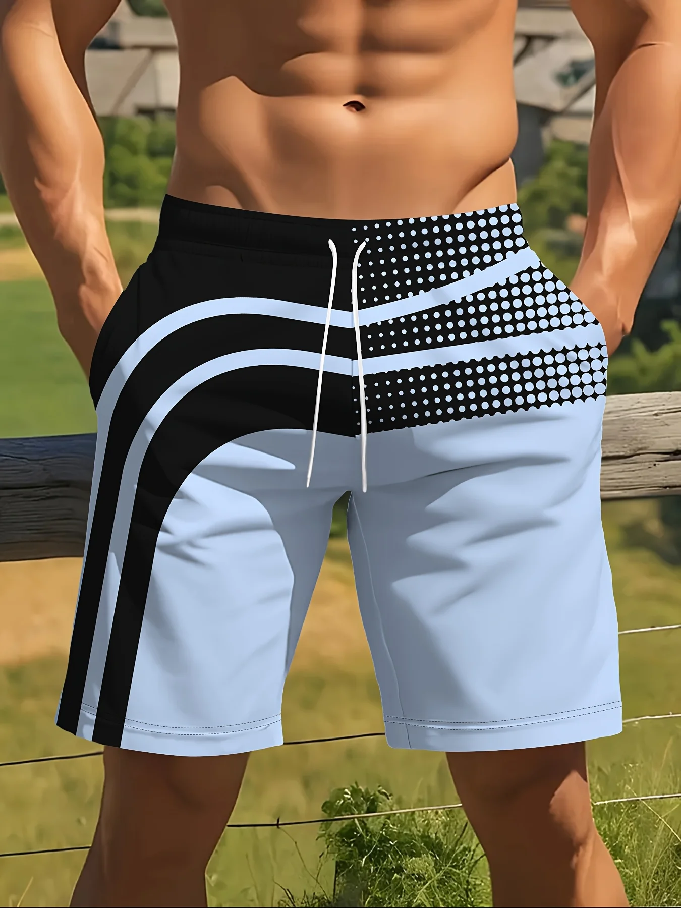 2026 Summer Men's Fashion Swim Trunks Speed-Style Beach Surf Shorts Men's Swimwear Gym Drawstring Pocket Athletic Shorts