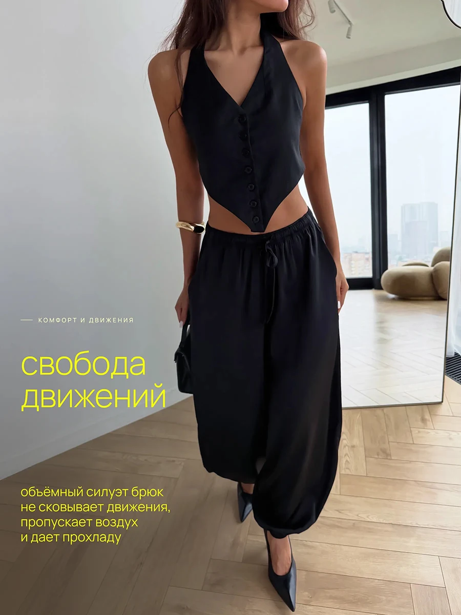 2026 Summer Women Harem Pants High Waist Drawstring Loose Wide Leg Trousers Green Casual Beach Vacation Outfit