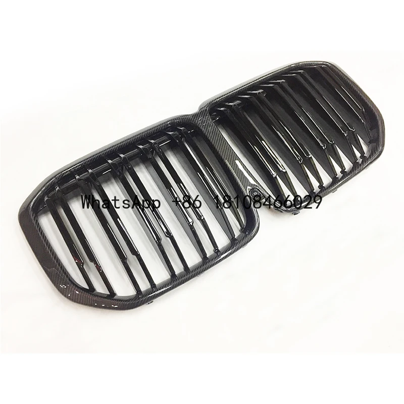 Wonderful Quality Real Carbon Fiber car grills For BMW X7 G07 Double Line Gloss Black Front Buer grille 2019-2022