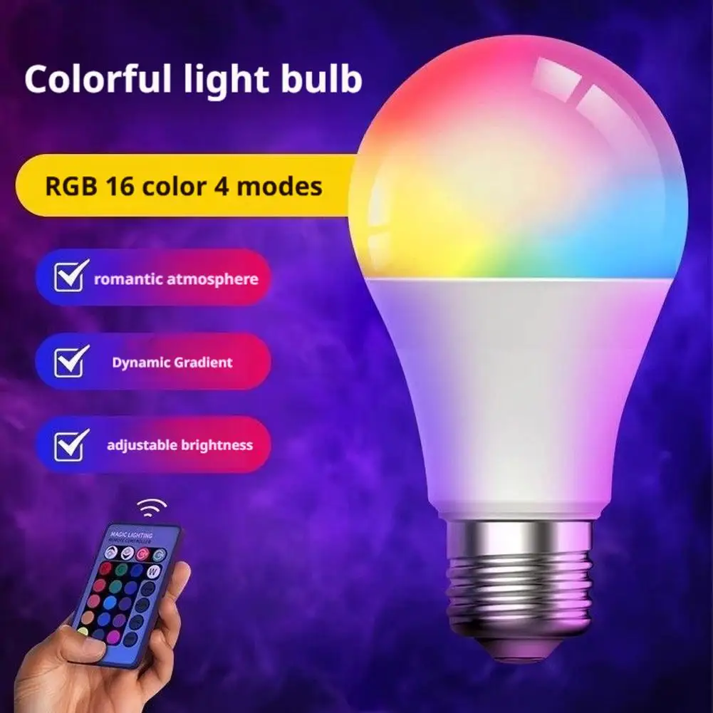 

RGB color remote control light bulb LED room light intelligent light bulb dimmer low power consumption energy-saving 220V