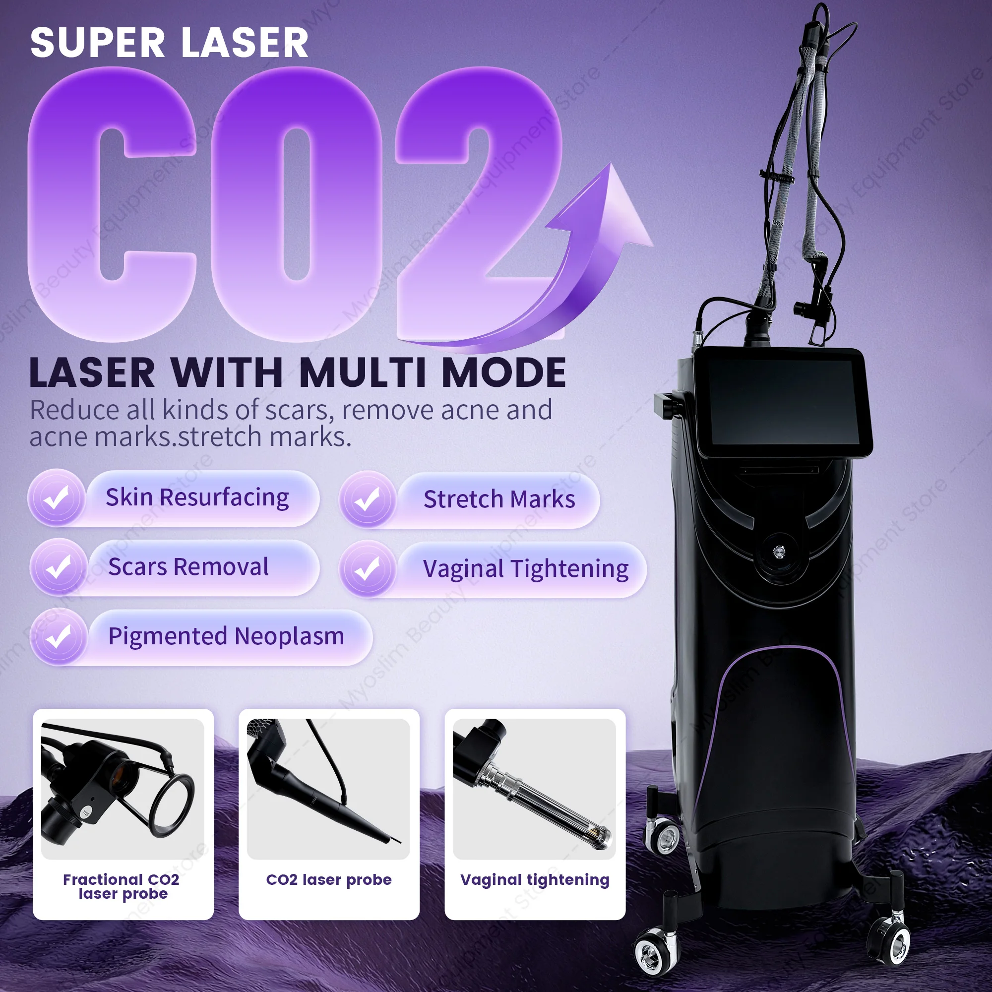 Fractional CO2 Lase Beauty Machine 10.6μm Wavelength 6-Joint Articulated Arm Scar Texture Blurring Wrinkle Minimizing Skin
