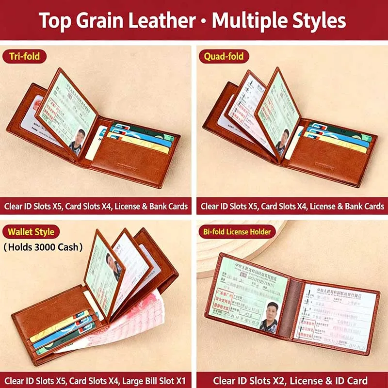 Cowhide Driver's License Leather Cover for Men's High-end Wallets Protection Card Cover Driving Certificate Two in One Card Pack