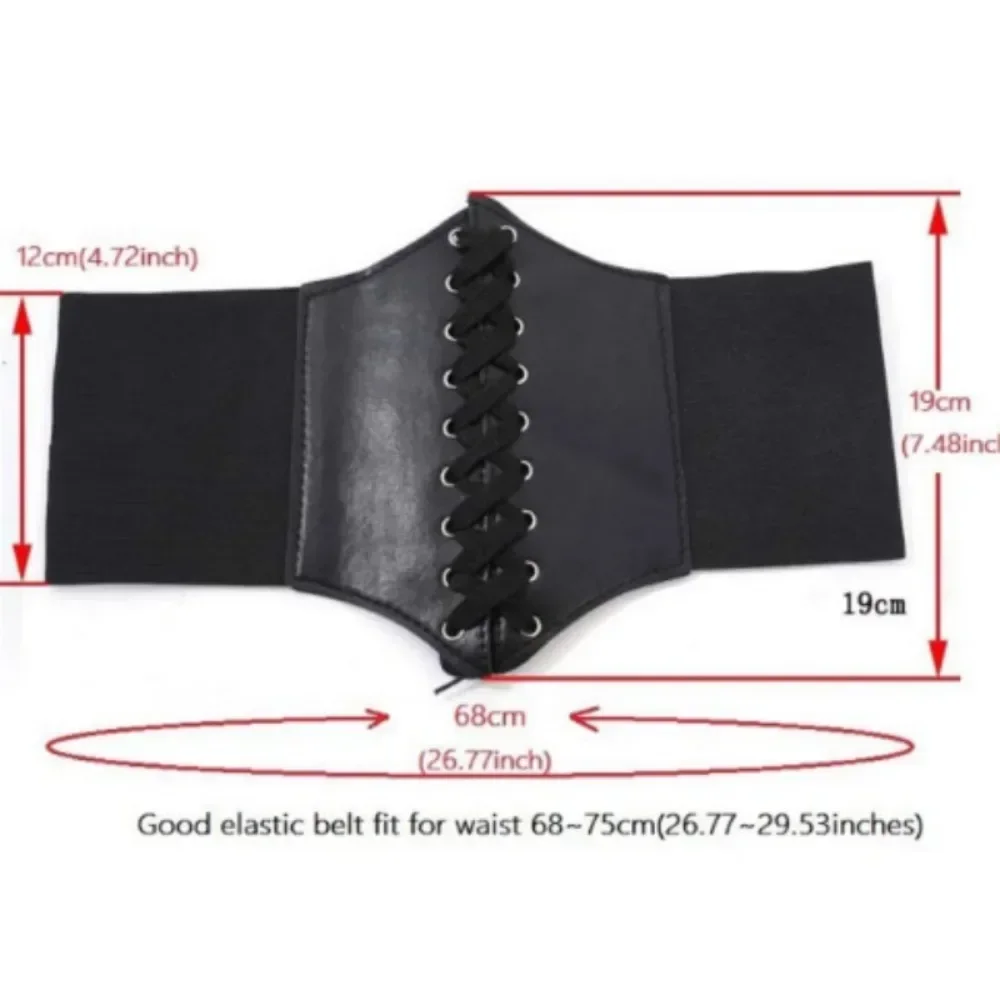 รัดตัวสําหรับผู้หญิงเข็มขัดกว้าง Gothic Slimming sheath หน้าท้องแบนรัดตัวสีขาว Elastic High เอวหนัง Faux สีดําเข็มขัด korsett