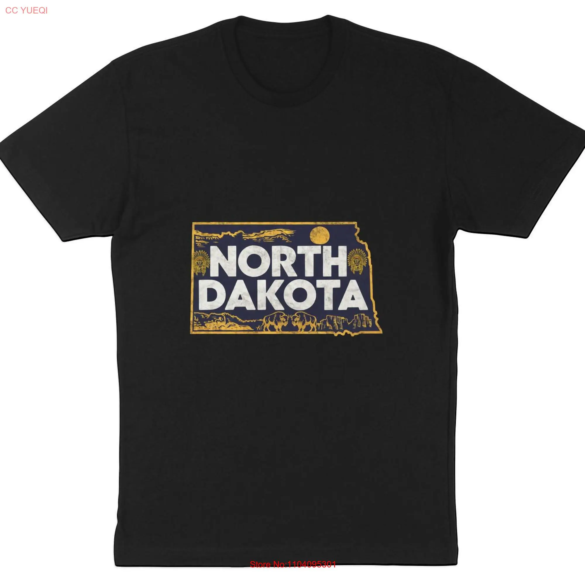 North Dakota Vintage Style T Shirt Retro Design Cool State for Lovers long or short sleeves