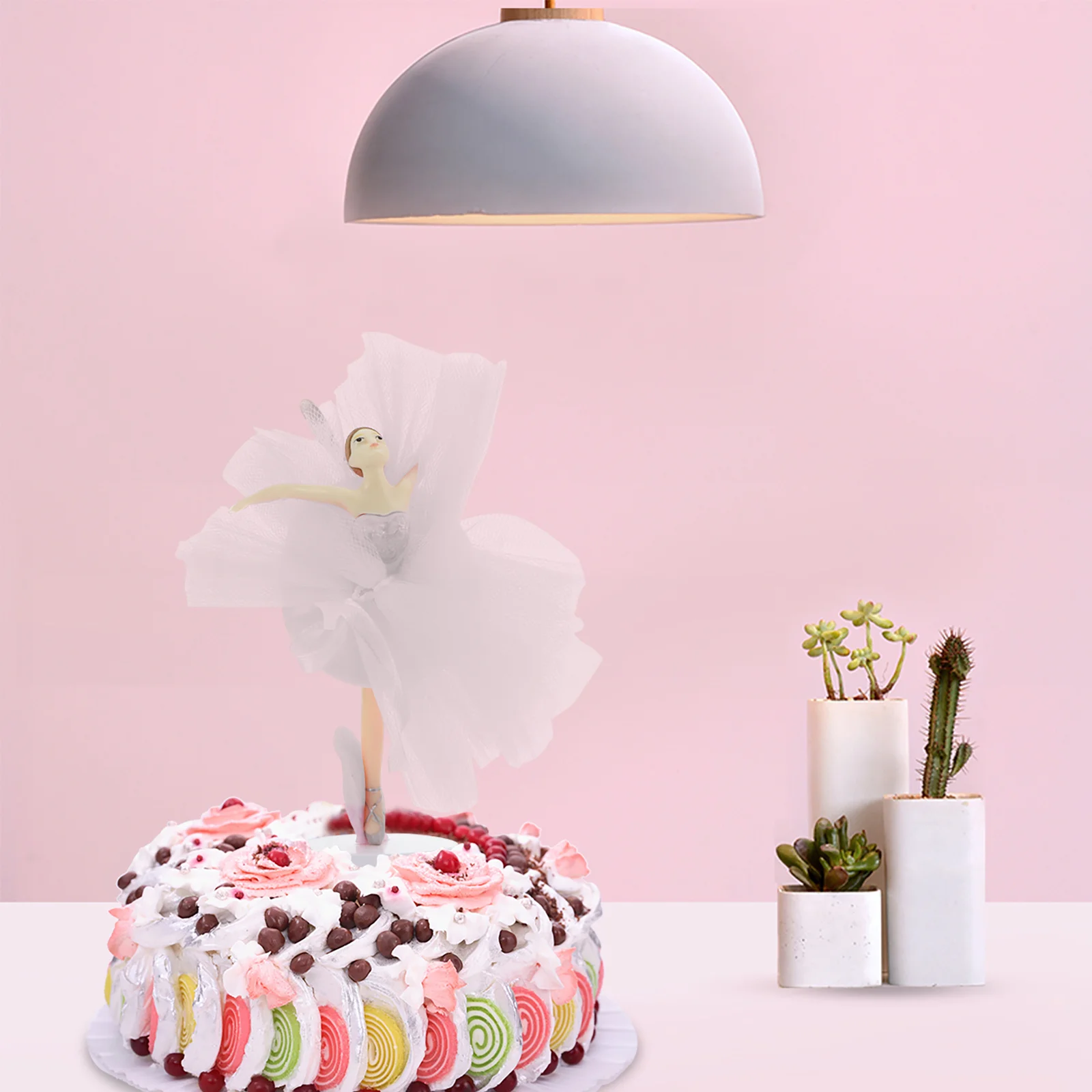 

3Sets Ballet Girl Cupcake Topper Lightweight Compact Design Firm Stable Base Not Easy to Fall Down Slide Cake Cupcake Mini