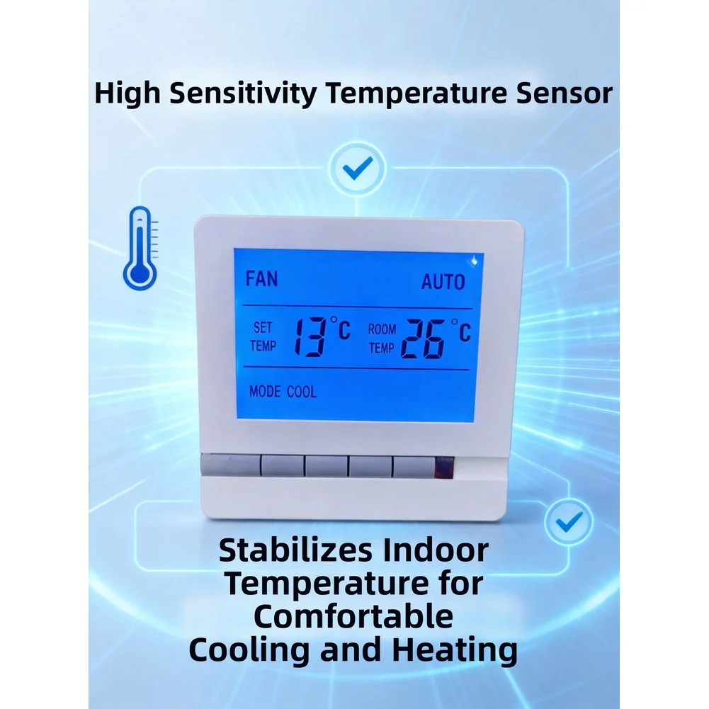 Fan Coil Thermostat AC220V with Remote Designed for Embedded 86mm Box Installation in HVAC For Air Applications