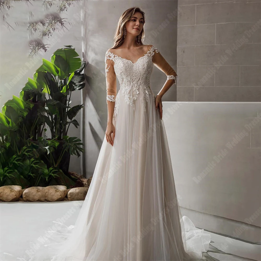 Elegant von der Schulter Frauen Brautkleider sexy A-Linie V-Ausschnitt Prinzessin Brautkleider Verlobung sammeln Vestidos de Novias