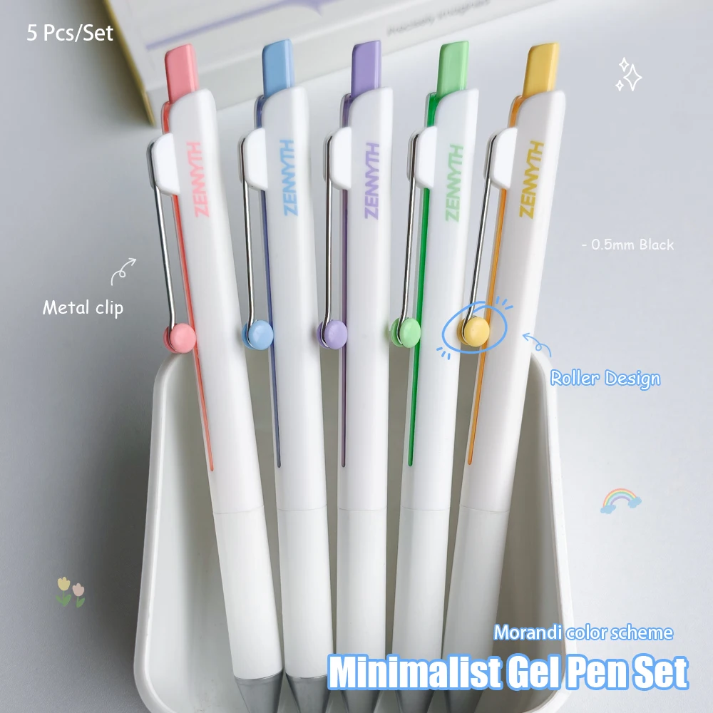 

Набор из 5 минималистичных гелевых ручек 0,5 мм с низким центром тяжести, быстросохнущие, в стиле IG, стильные, модные, черные