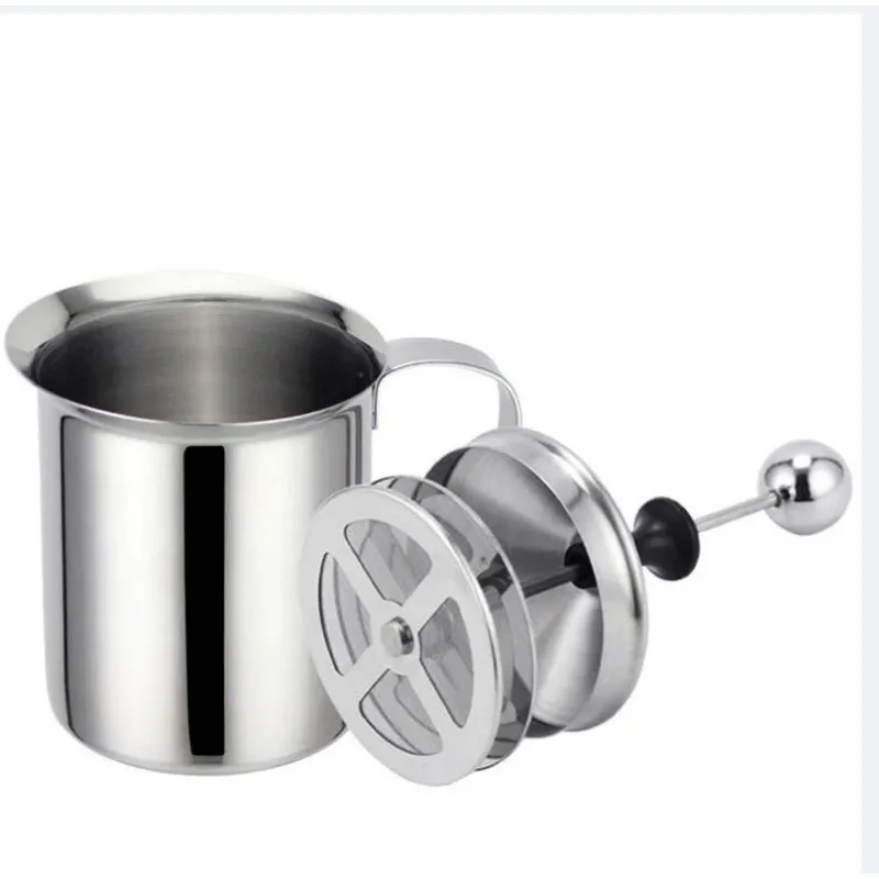 Frother de leite inoxidável, Creamer de malha dupla, Espuma para batedor de ovos, Ferramenta de cozinha, 400ml, 800ml