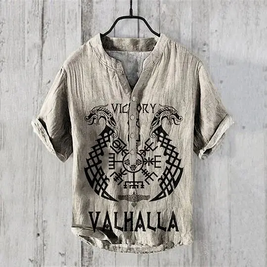 Summer hot selling Amazon cross-border e-commerce Chinese style landscape series 3D digital printing new men's V-neck shirt