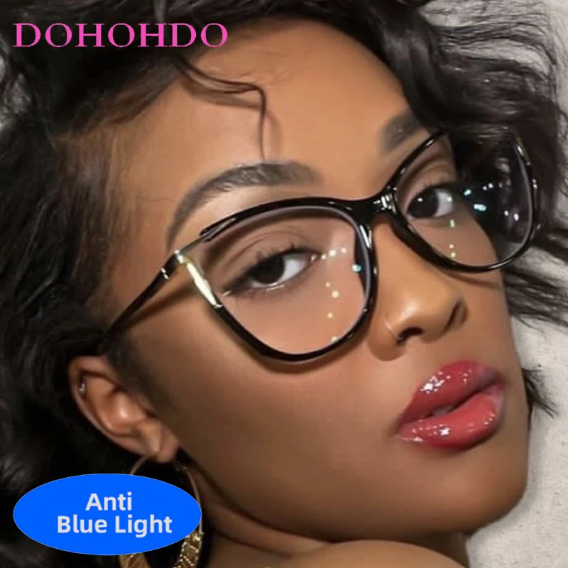 

Vintage Big Frame Metal Cat Eye's Anti-Blue Light Glasses New Trendy Luxury Brand Computer Eye Protection Optical Glasses Lentes