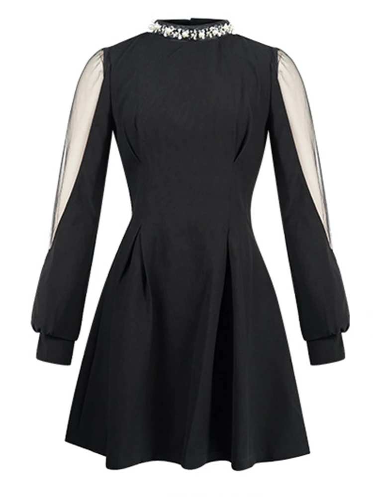 Preto roupas femininas pura sexy manga longa magro a linha mini vestido curto elegante luxo senhora moda festa clube baile de formatura vestidos novo